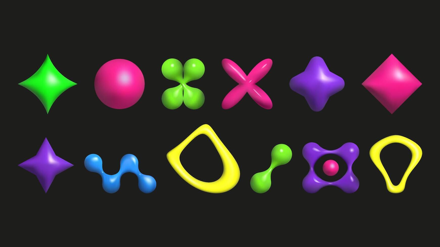 3D plastic elements set isolated abstract shapes. Geometric shapes are bright saturated colors. . vector