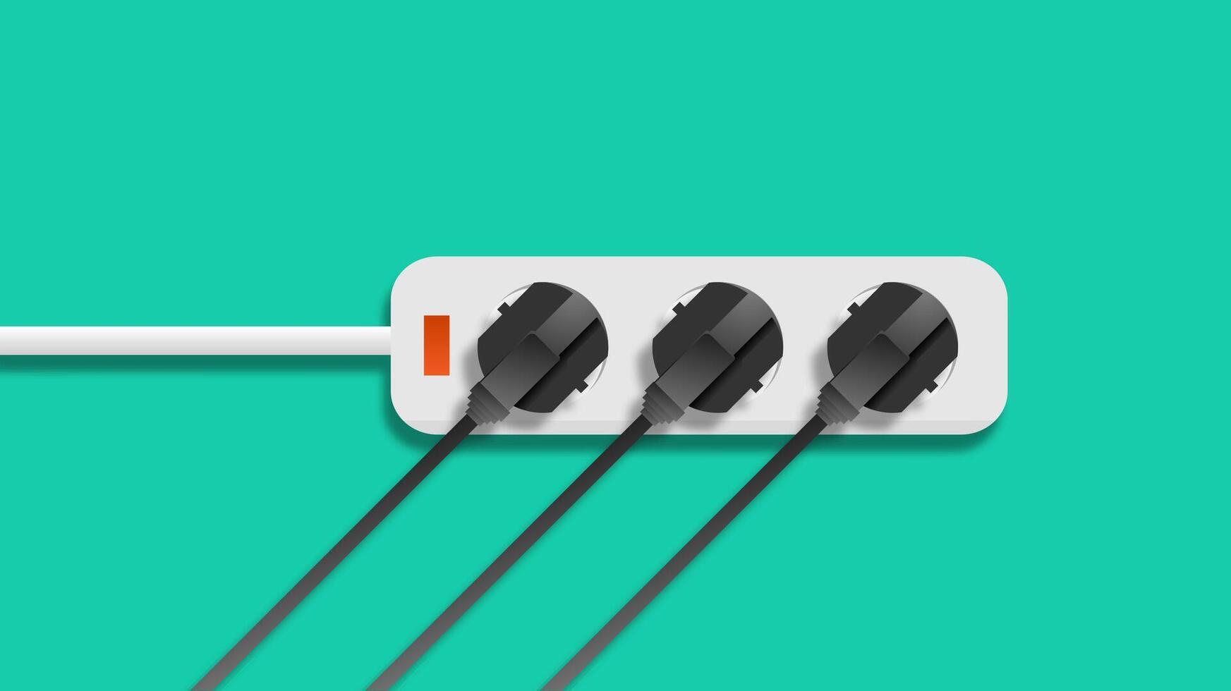 Electric risk burn. Overload plug in power outlet in. caution and warning Danger electricity illustration. vector
