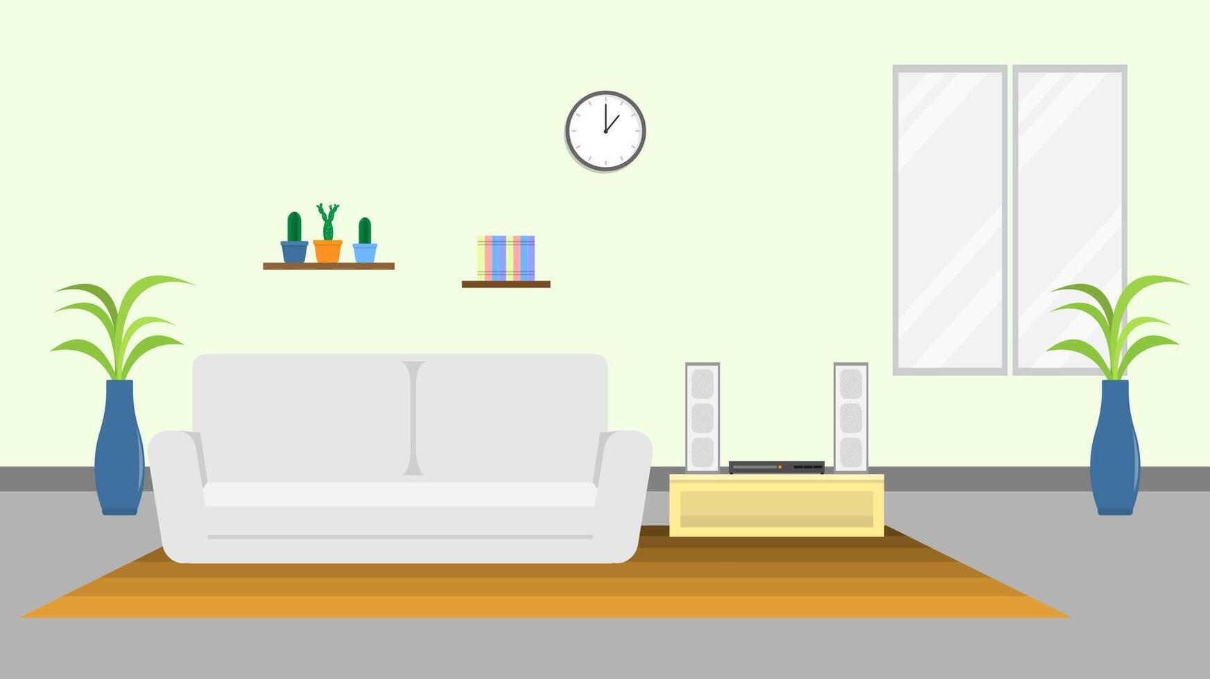 Living room interior. Home interior with pastel color in flat style vector