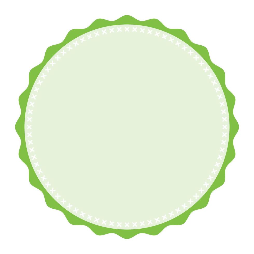 Classic Stitched Edge Round Light Green Emblem Blank Sticker Label Plain Background vector