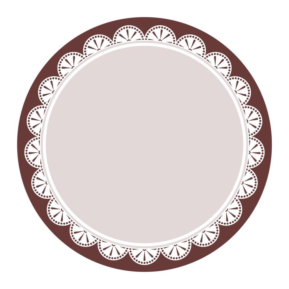 Simple Classic Dark Brown Circle Shape with Decorative Round Patterns Design vector