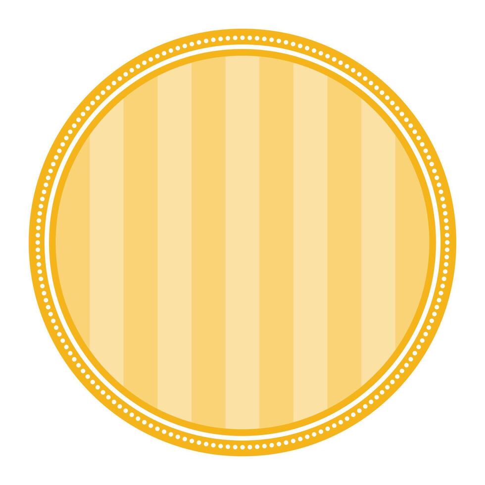 Striped Yellow Circular Elegance Plain Sticker Round Blank Label Design vector