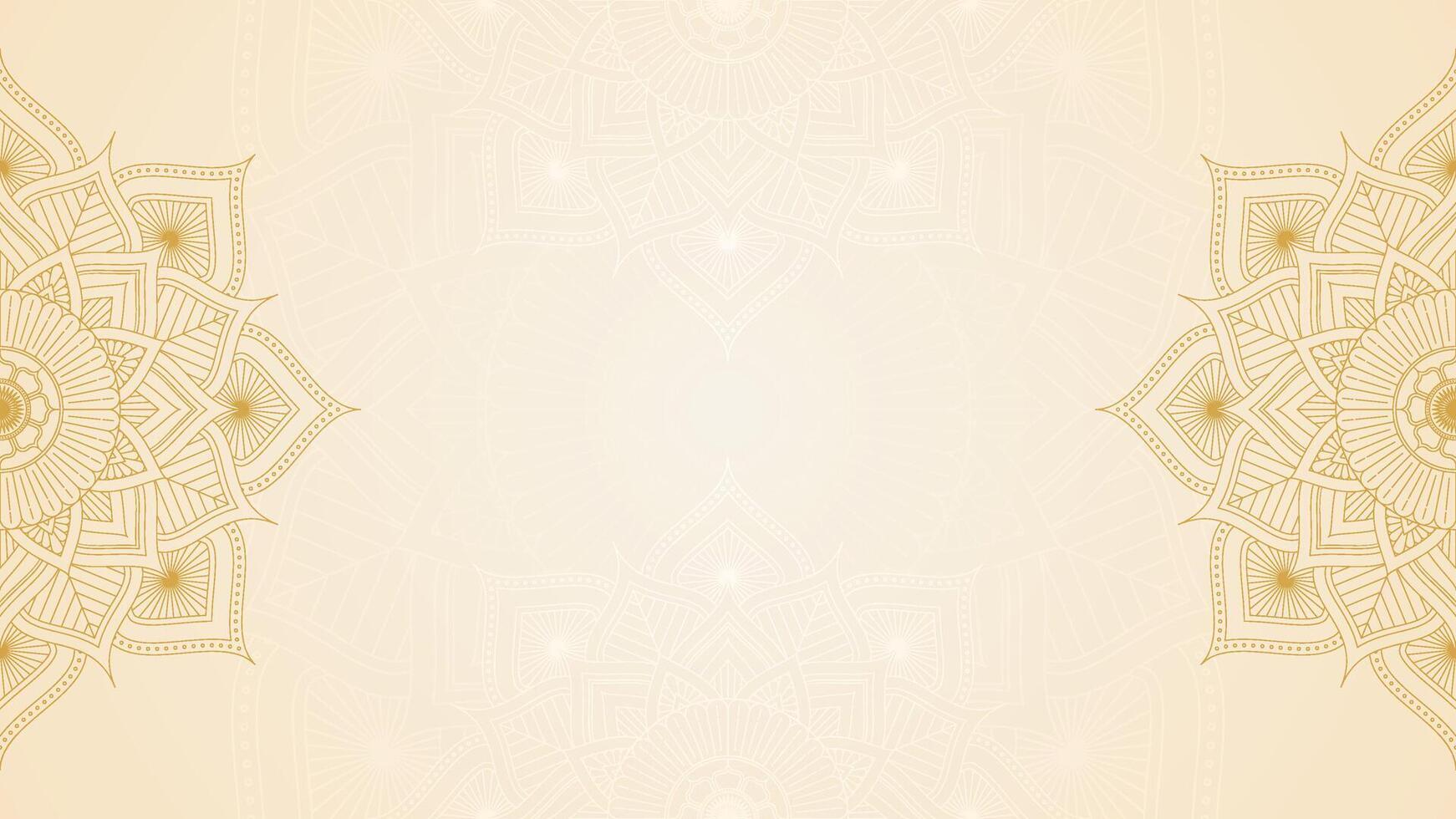 Simple Radiant Gold Mandala Texture on Yellow Cream Background Design vector