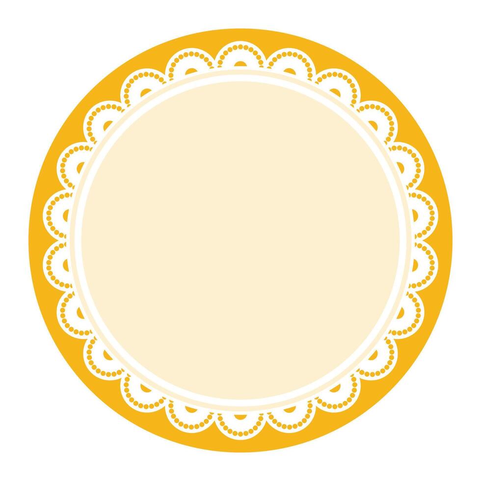 Simple Elegant Bold Yellow Lace Decorated With Circular Edge Design vector