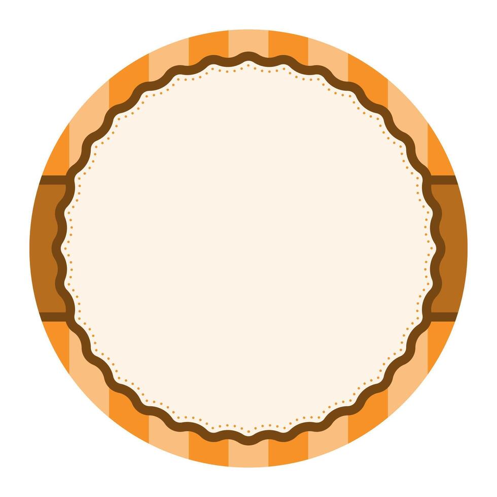Simple Orange Plain Round Circle Background Design With Scalloped Edge And Stripe Ornament vector