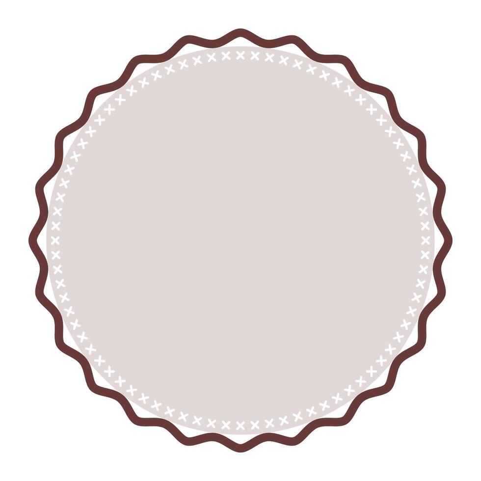 Decorative Dark Brown Round Frame Plain Sticker Border with Delicate Details Design vector