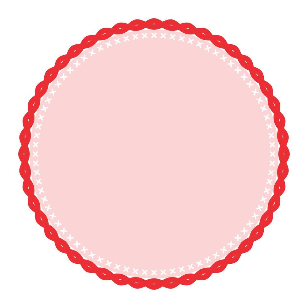 Simple Decorative Red Lace Circle Blank Plain Sticker Label Background Design vector