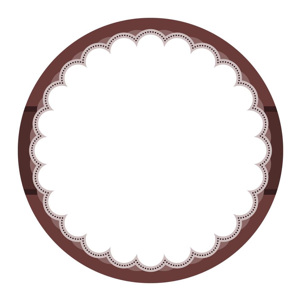 Simple Dark Brown Ornamental Round Sticker Plain Label Blank Background Seal Design vector