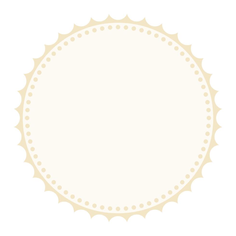 Elegant Vanilla Brown Round Detailed Packaging Classic Blank Sticker Badge Plain Background Design vector