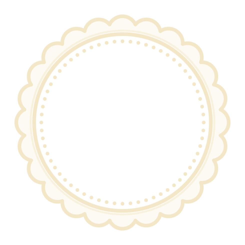 Simple Decorative Scalloped Vanilla Brown Circular Blank Frame Plain Border Design vector