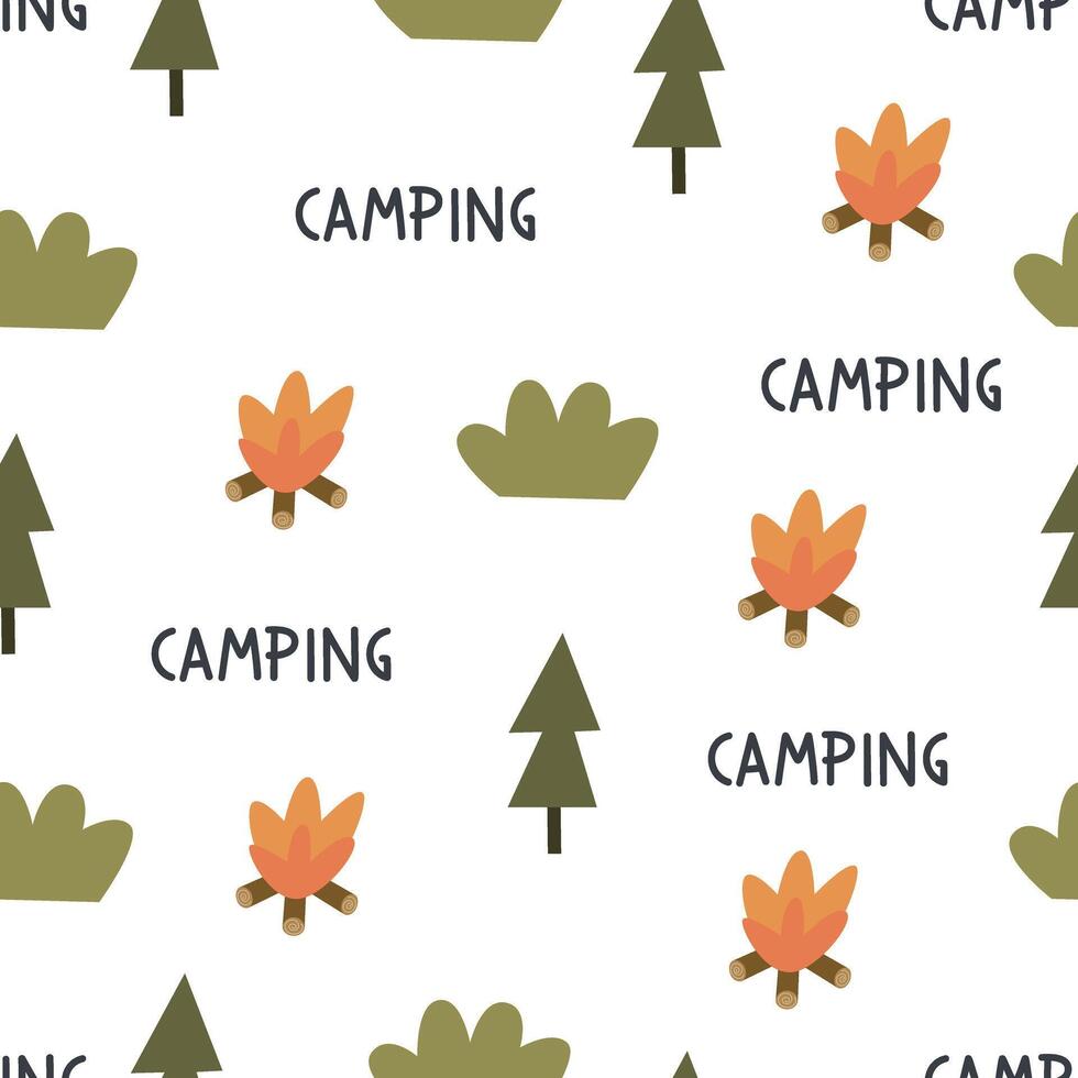 Seamless pattern with camping elements. vector