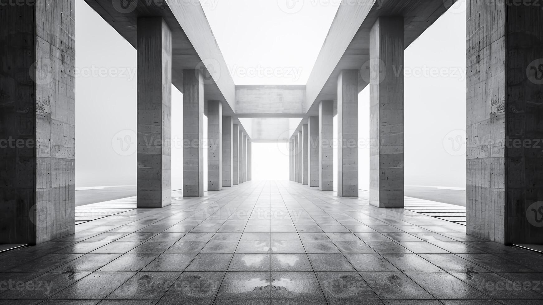 Modern Concrete Pillars. Minimalist Architecture, Sleek Geometry, Architectural Masterpiece. photo