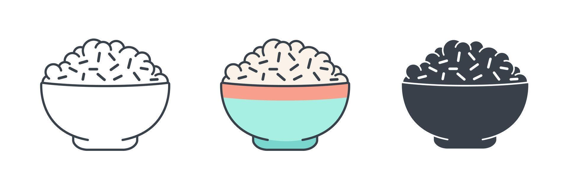 Rice Bowl icon theme symbol illustration isolated on white background vector