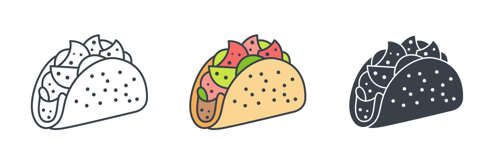 Taco icon theme symbol illustration isolated on white background vector
