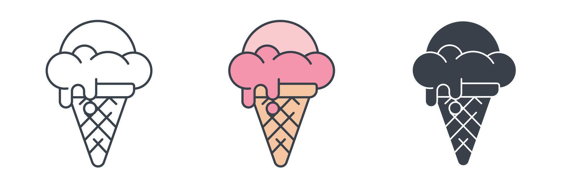 Ice Cream Cone icon theme symbol illustration isolated on white background vector