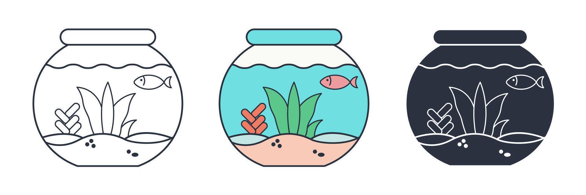 Fishbowl or Aquarium icon symbol illustration isolated on white background vector