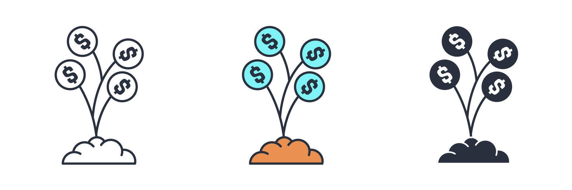 Investment, flower with dollar sign Icon theme symbol illustration isolated on white background vector