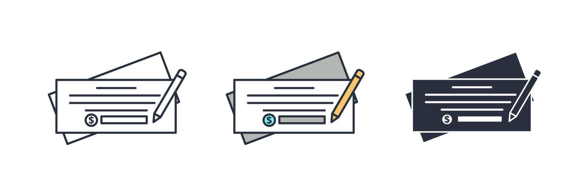 Cheque Icon theme symbol illustration isolated on white background vector