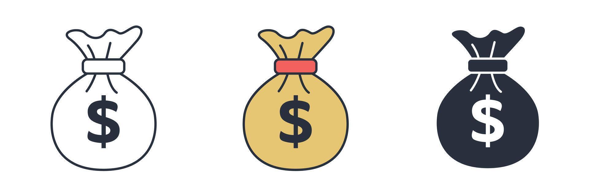 Money Bag Icon theme symbol illustration isolated on white background vector