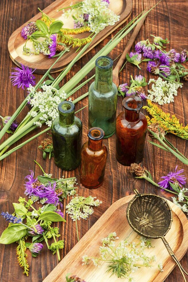 Healing mixtures from herbs. photo