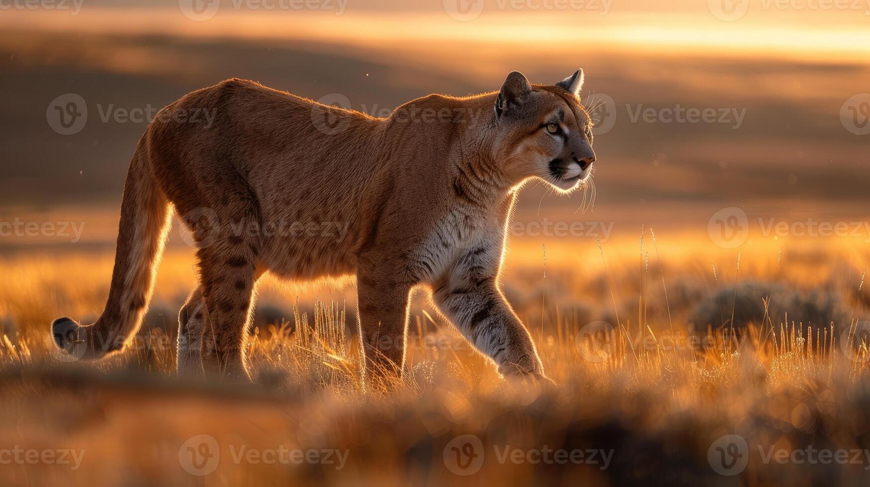 Cougar in tall dry grass photo