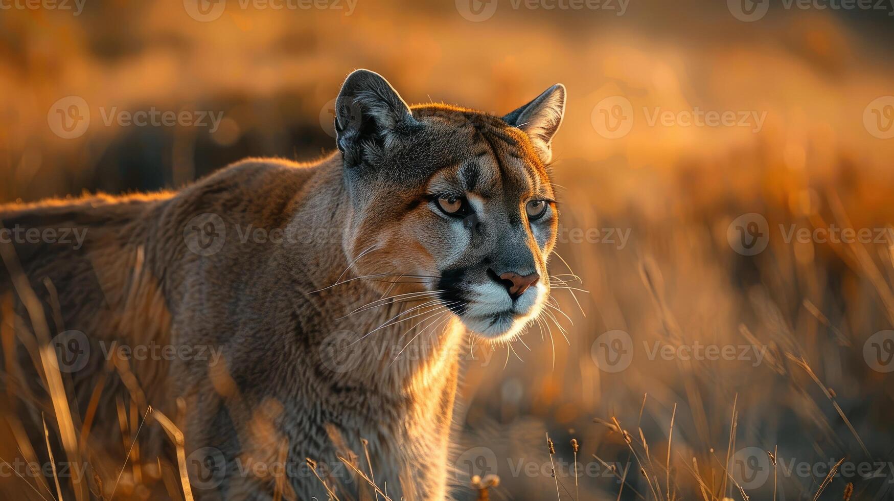 Cougar in tall dry grass photo
