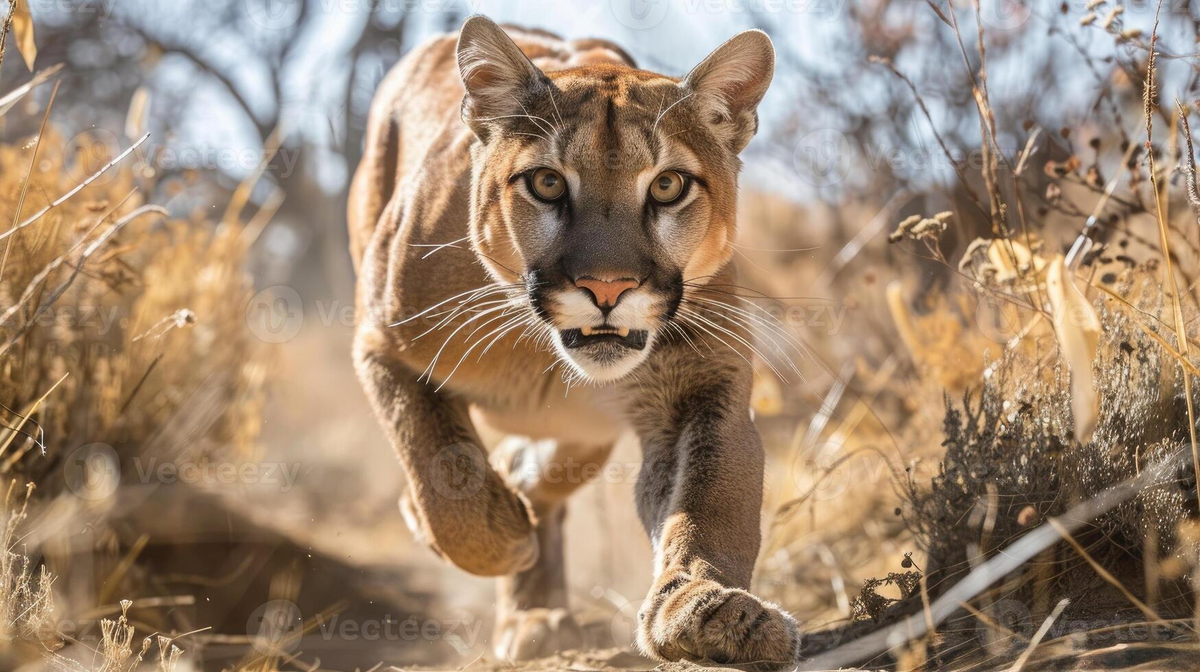 close-up of attacking cougar photo