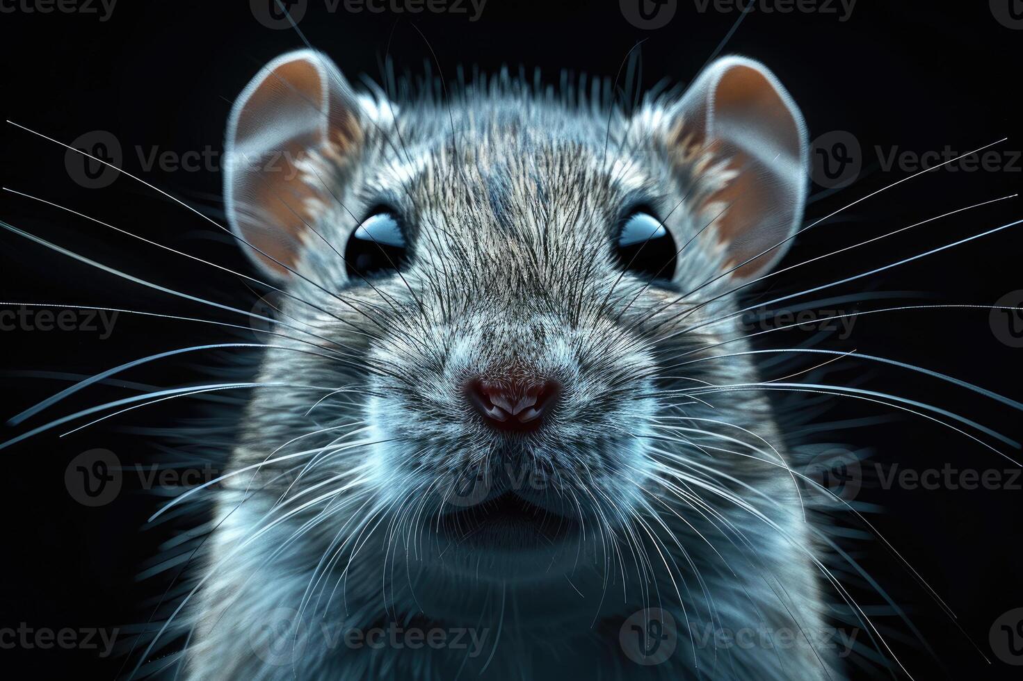 Brown mouse posing on a black background photo