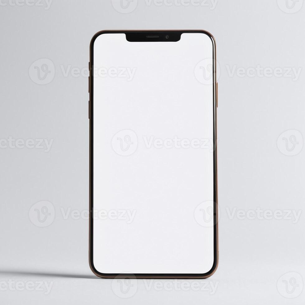 Smartphone mockup template with blank screen and isolated white background photo