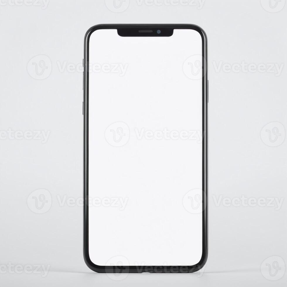 Smartphone mockup template with blank screen and isolated white background photo
