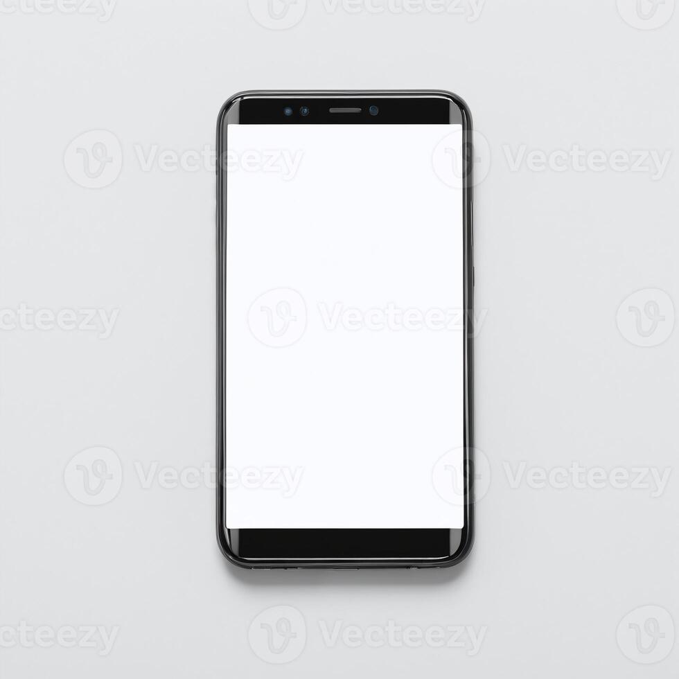 Smartphone mockup template with blank screen and isolated white background photo