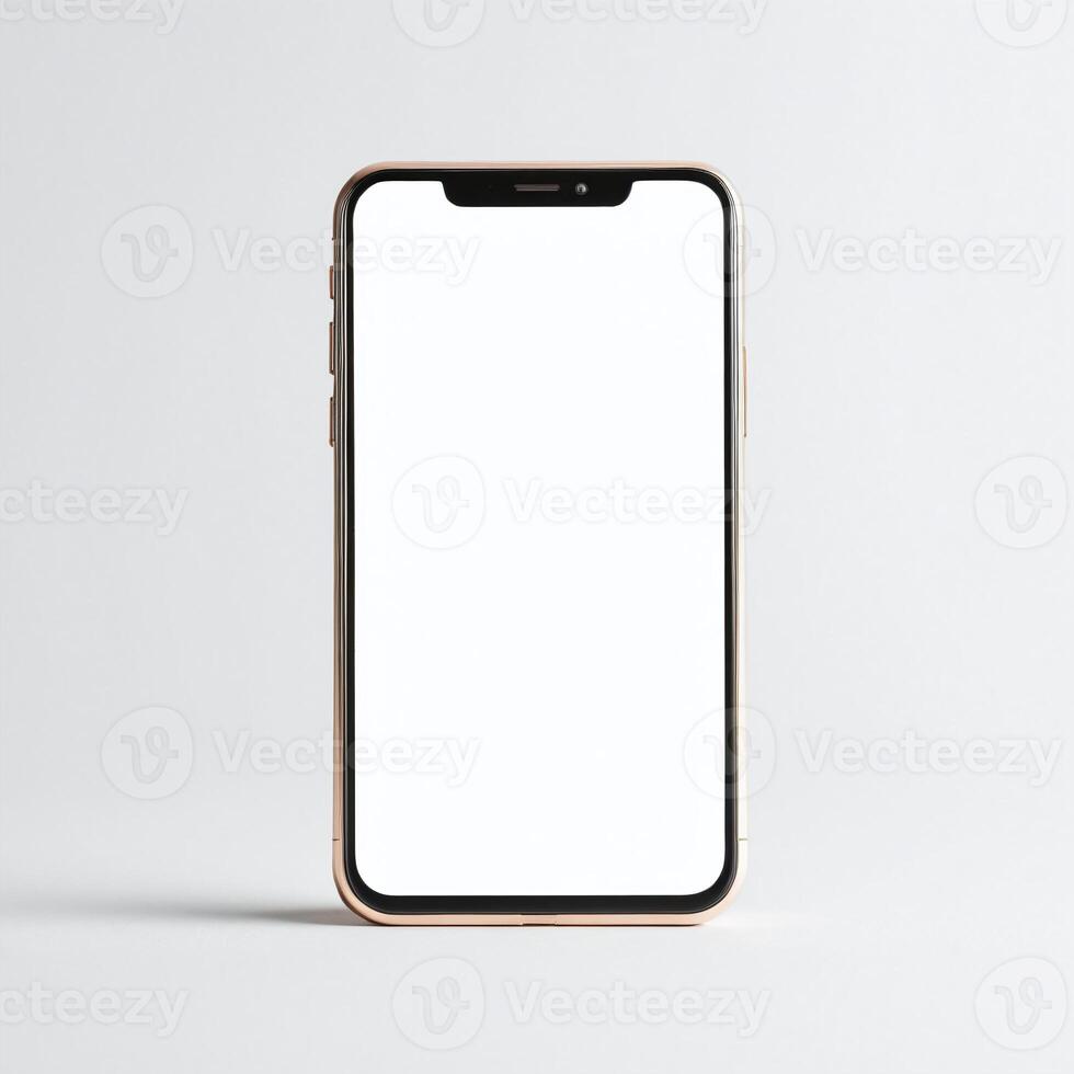 Smartphone mockup template with blank screen and isolated white background photo