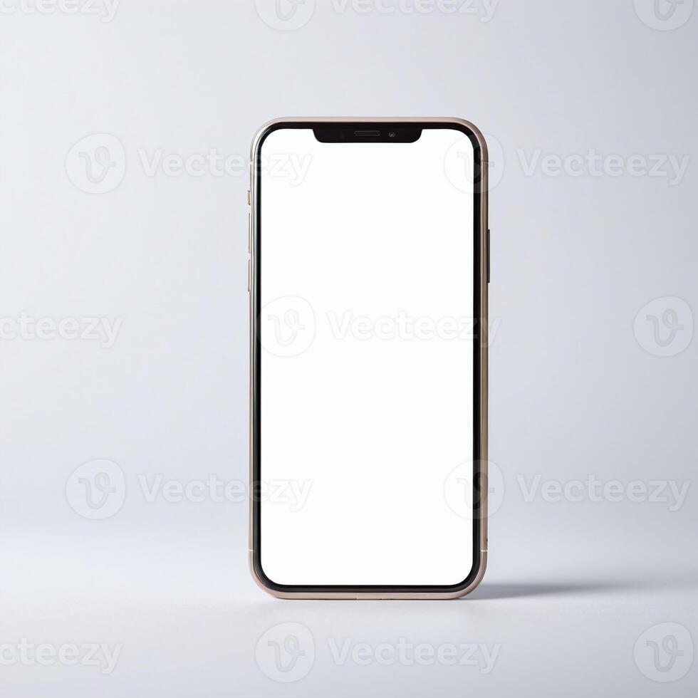 Smartphone mockup template with blank screen and isolated white background photo