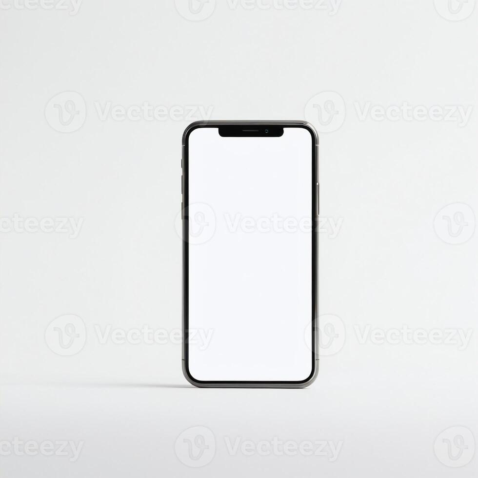 Smartphone mockup template with blank screen and isolated white background photo