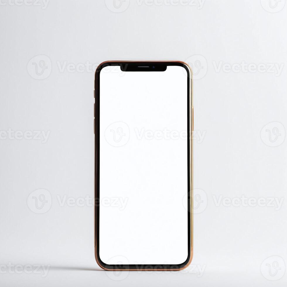 Smartphone mockup template with blank screen and isolated white background photo