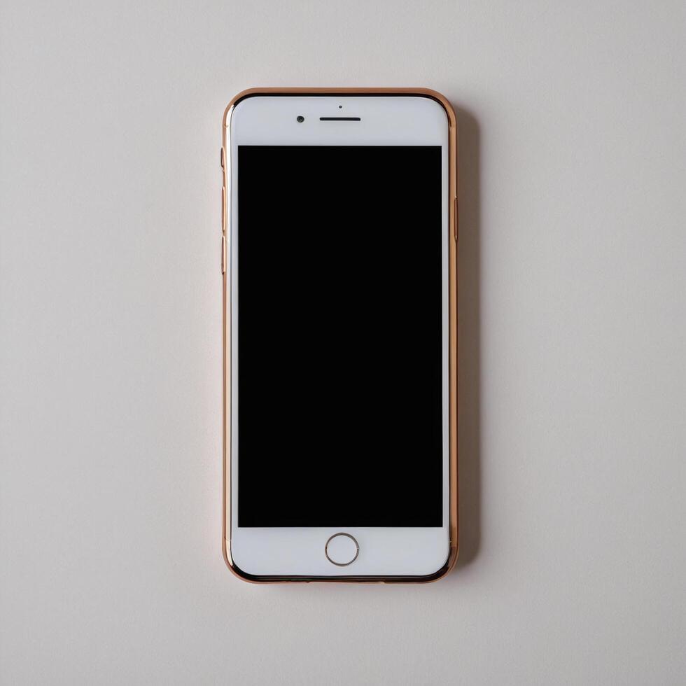 Mobile phone with white blank display, smartphone mockup template photo