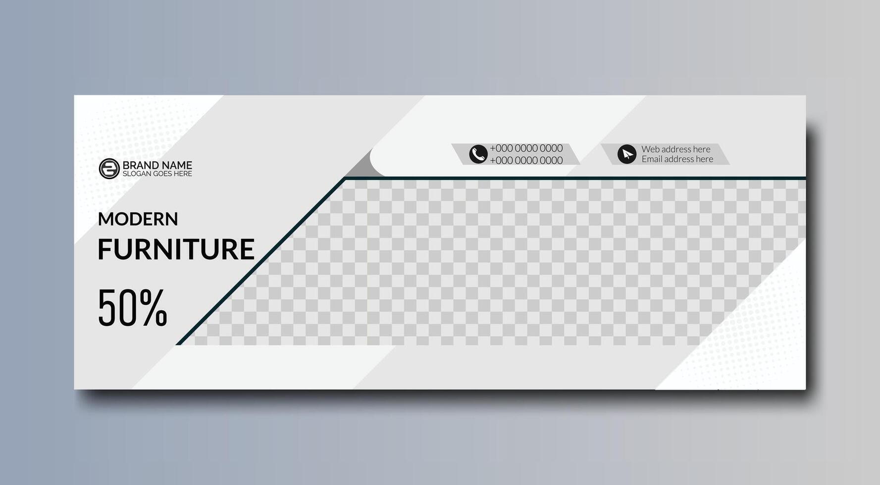 Modern furniture social media cover and web banner template design for business vector