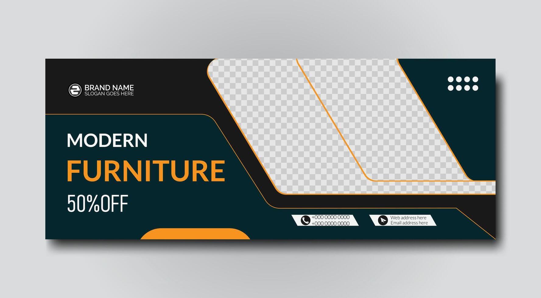 Modern furniture social media cover and web banner template design for business vector