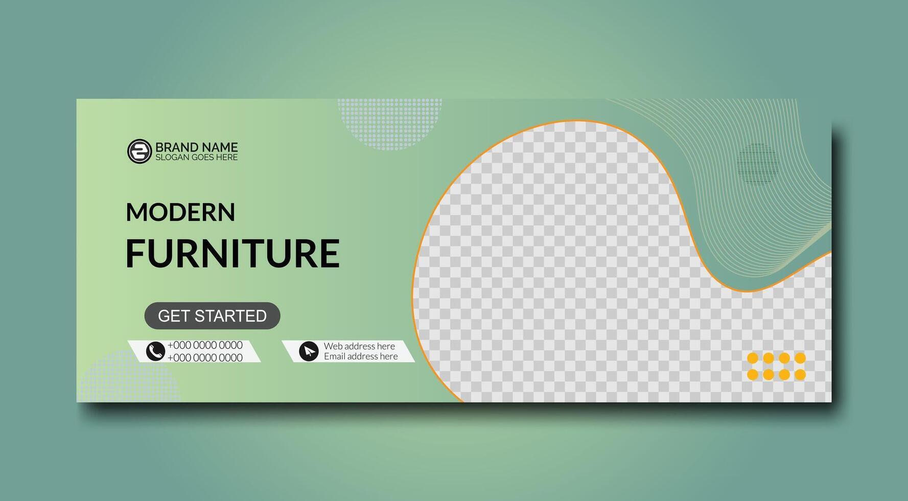 Modern furniture social media cover and web banner template design for business vector