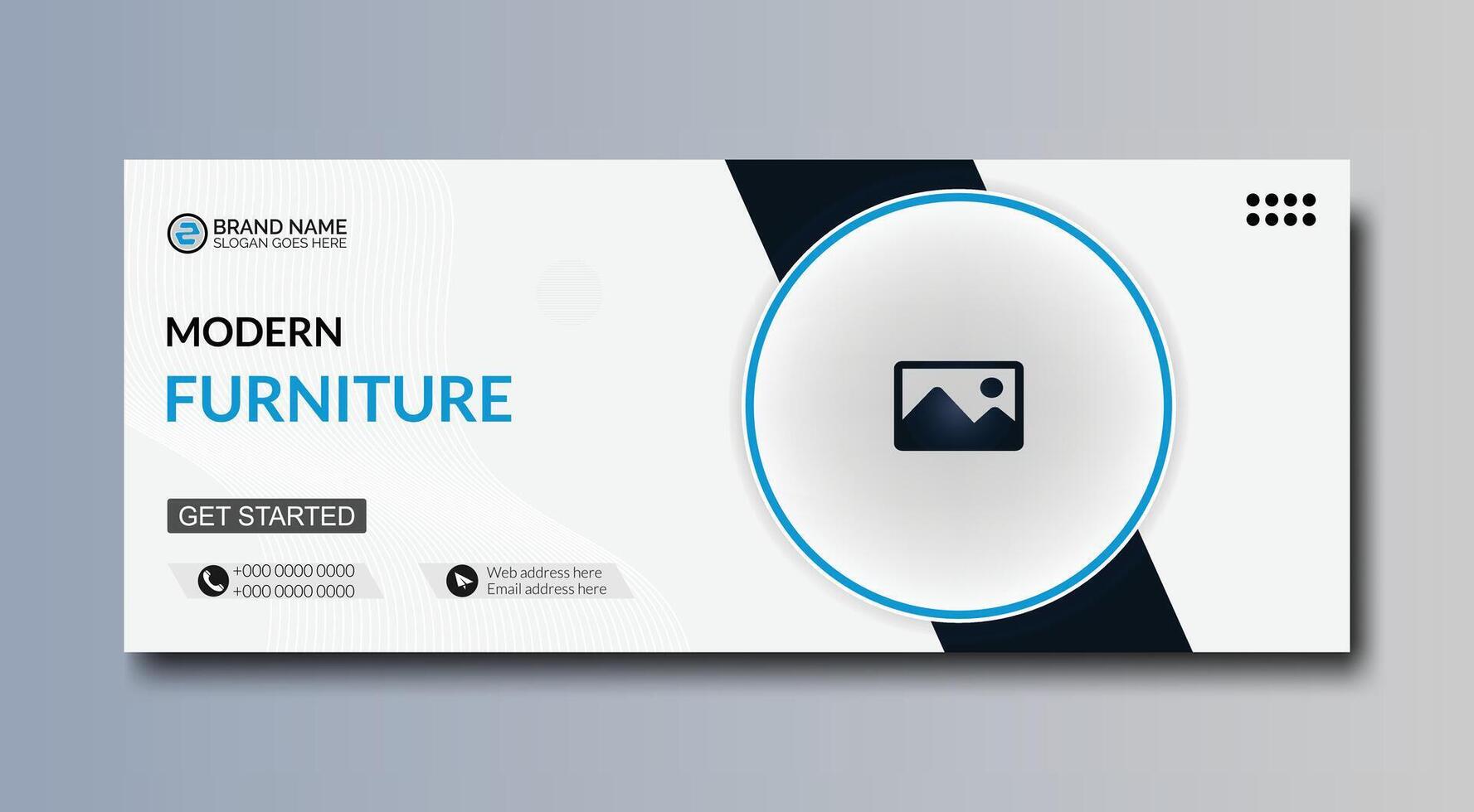 Modern furniture social media cover and web banner template design for business vector