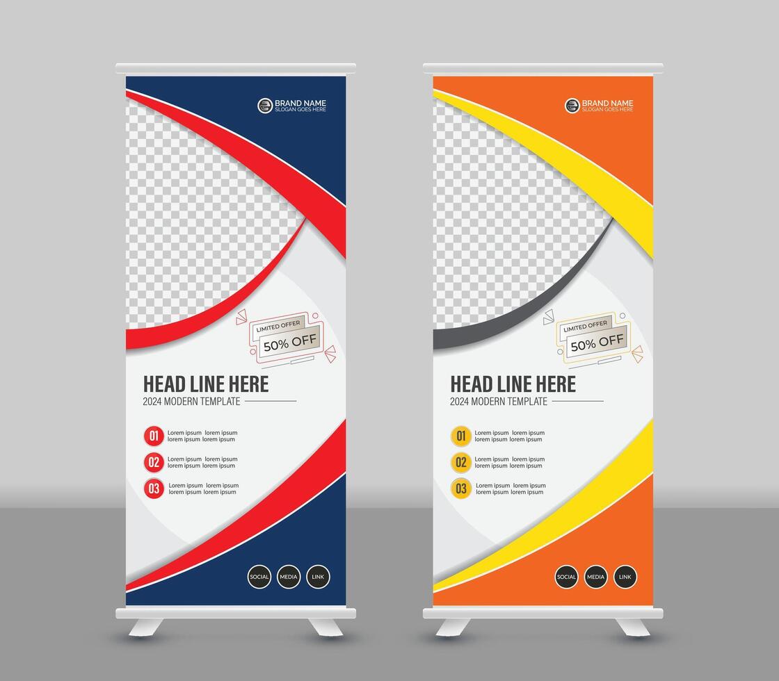 Modern roll banner template design for business vector