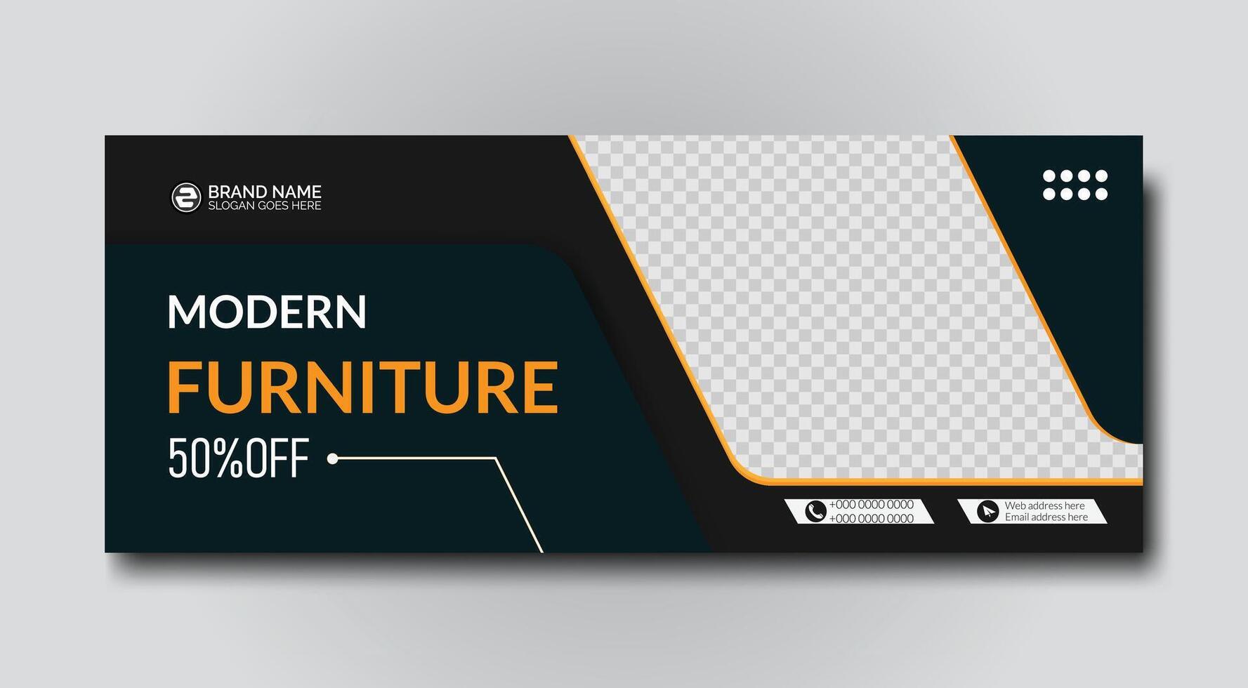 Modern furniture social media cover and web banner template design for business vector