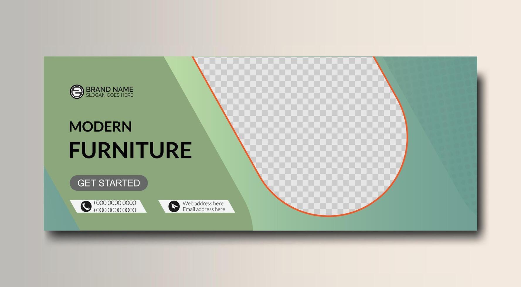 Modern furniture social media cover and web banner template design for business vector