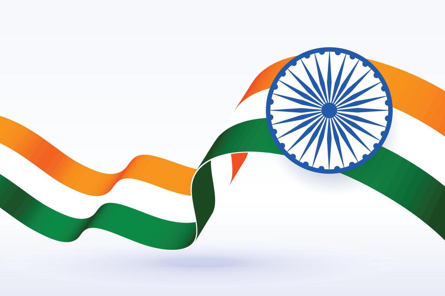 Indian Independence Day Background with Waves and Ashoka Wheel. Illustration vector