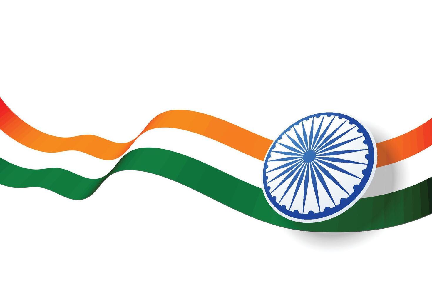 Indian Independence Day Background with Waves and Ashoka Wheel. Illustration vector
