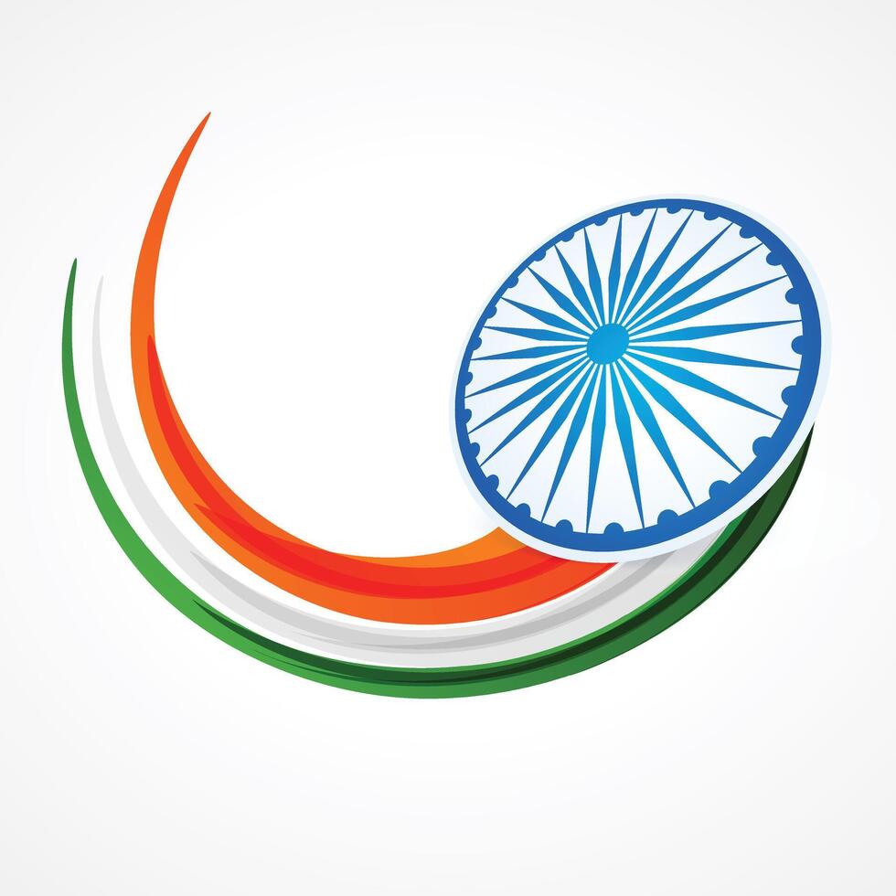 Indian Independence Day Background with Waves and Ashoka Wheel. Illustration vector