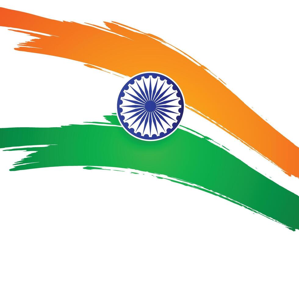 Indian Independence Day Background with Waves and Ashoka Wheel. Illustration vector