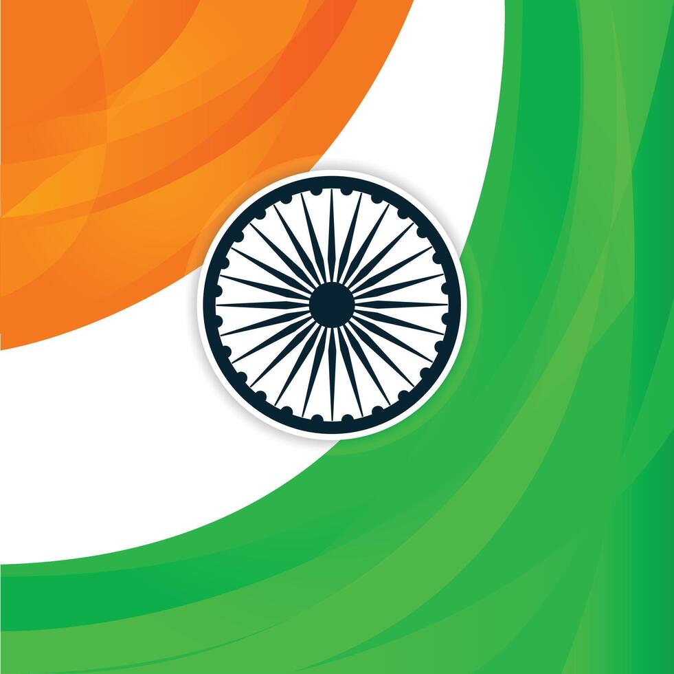 Indian Independence Day Background with Waves and Ashoka Wheel. Illustration vector