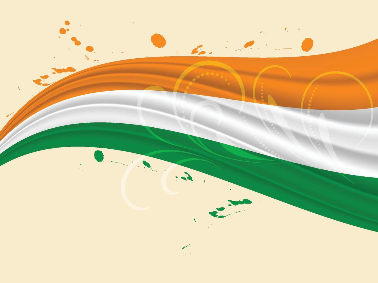 Indian Independence Day Background with Waves and Ashoka Wheel. Illustration vector