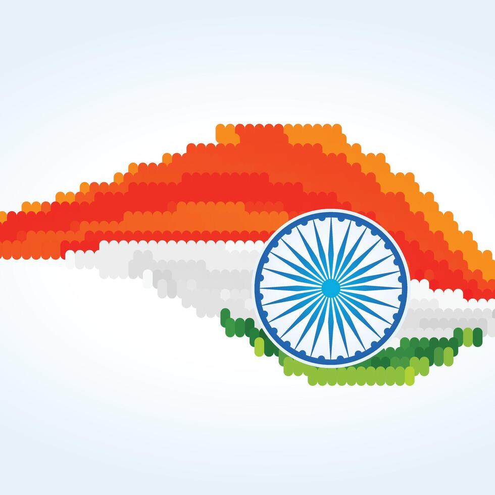 Indian Independence Day Background with Waves and Ashoka Wheel. Illustration vector